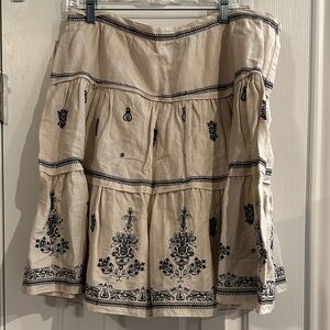 Lithe by Anthropologie Women's A-Line Midi Skirt 12 Floral Linen Blend Whimsy